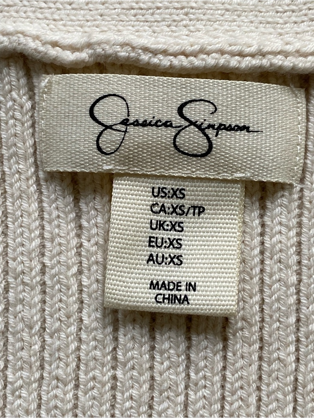 Jessica Simpson Cream Ribbed Knit Top - Button Detail - Picture 3 of 5